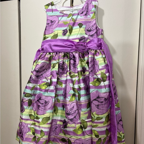 marmellata Other - Floral Striped Dress with Purple Accents
